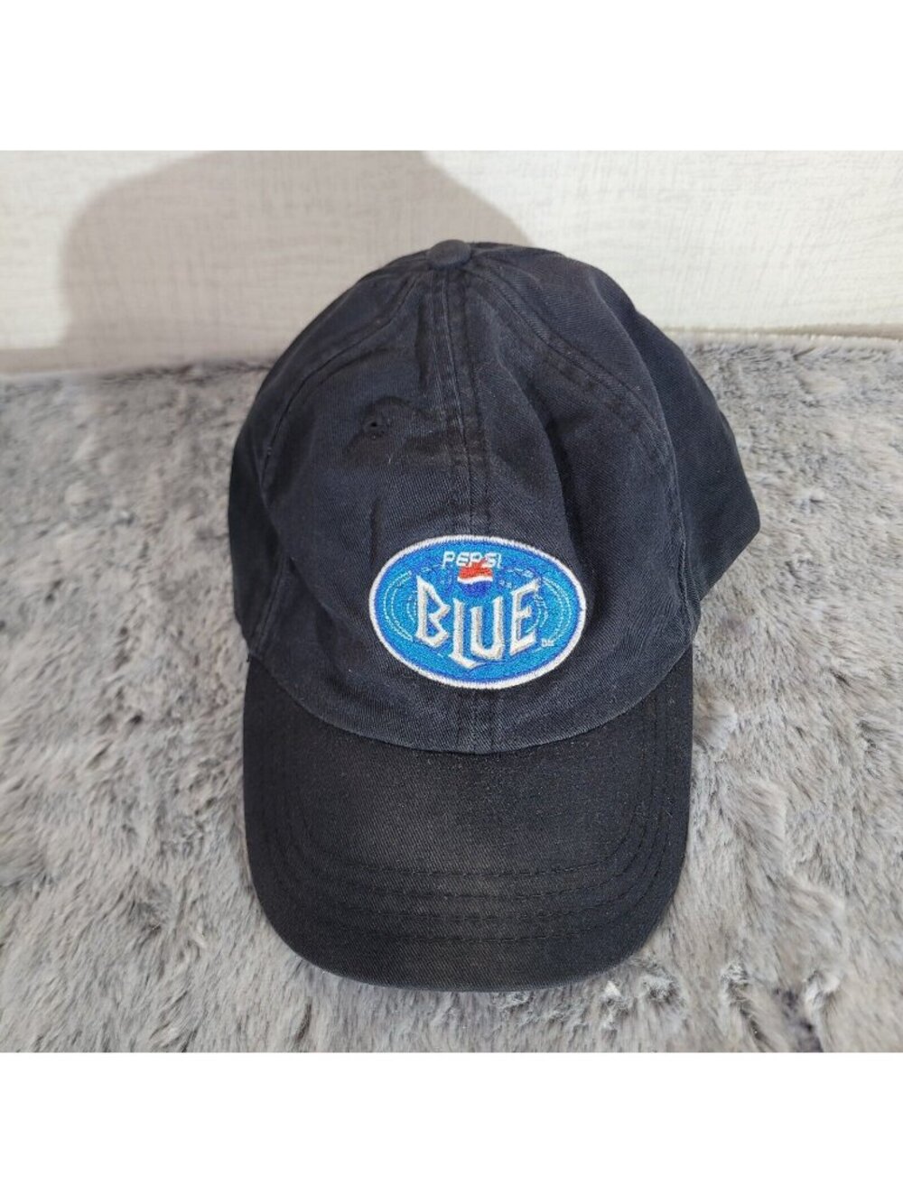 Pepsi Blue Promo Hat Black Strapback Adjustable Embroidered Cap Y2K Soda